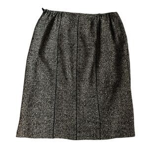 Talbots Brown‎ and Black Tweed Wool Blend Lined A-Line Skirt Side Zipper 12W
